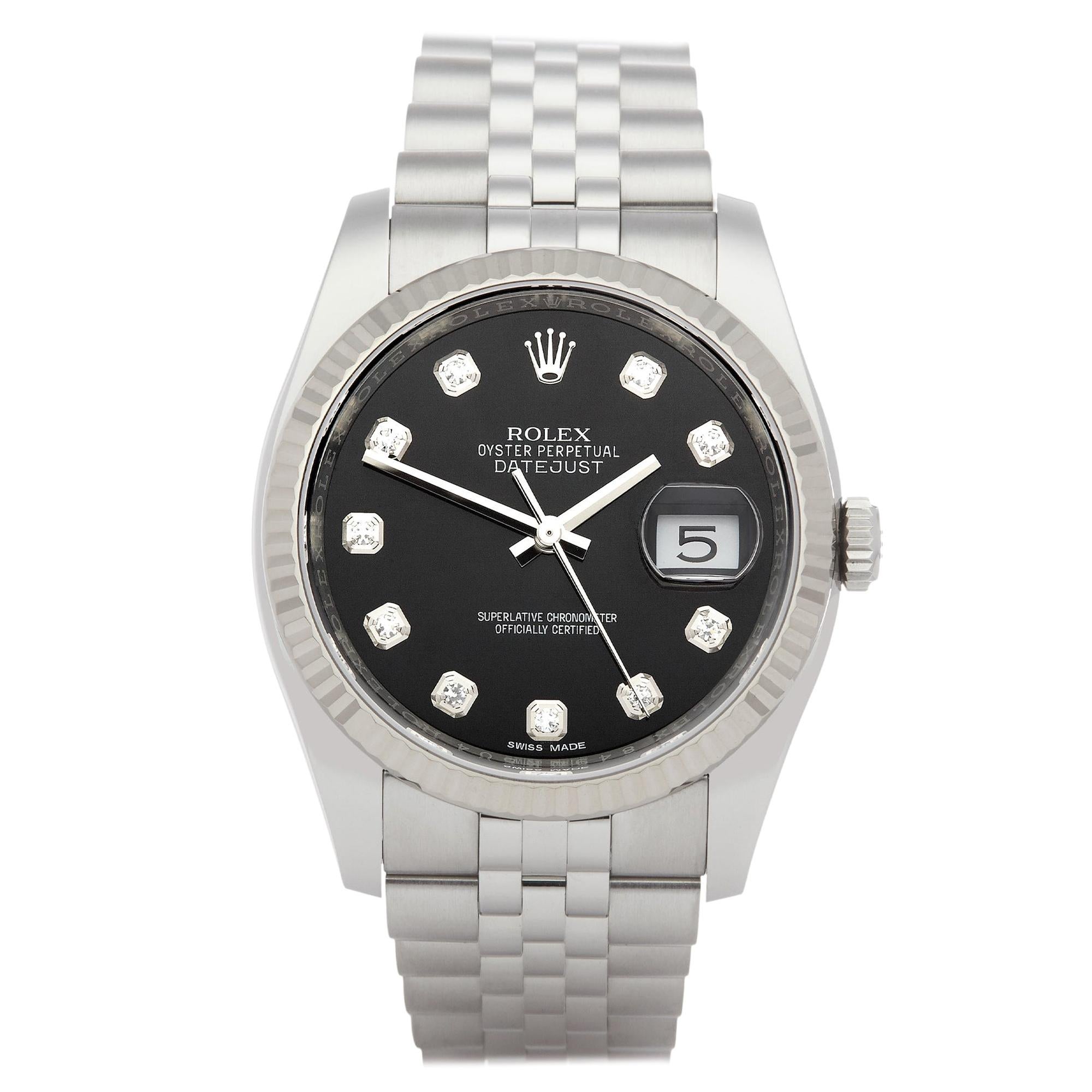 Rolex Oyster Perpetual 36 116234 Men's Stainless Steel Diamond Watch