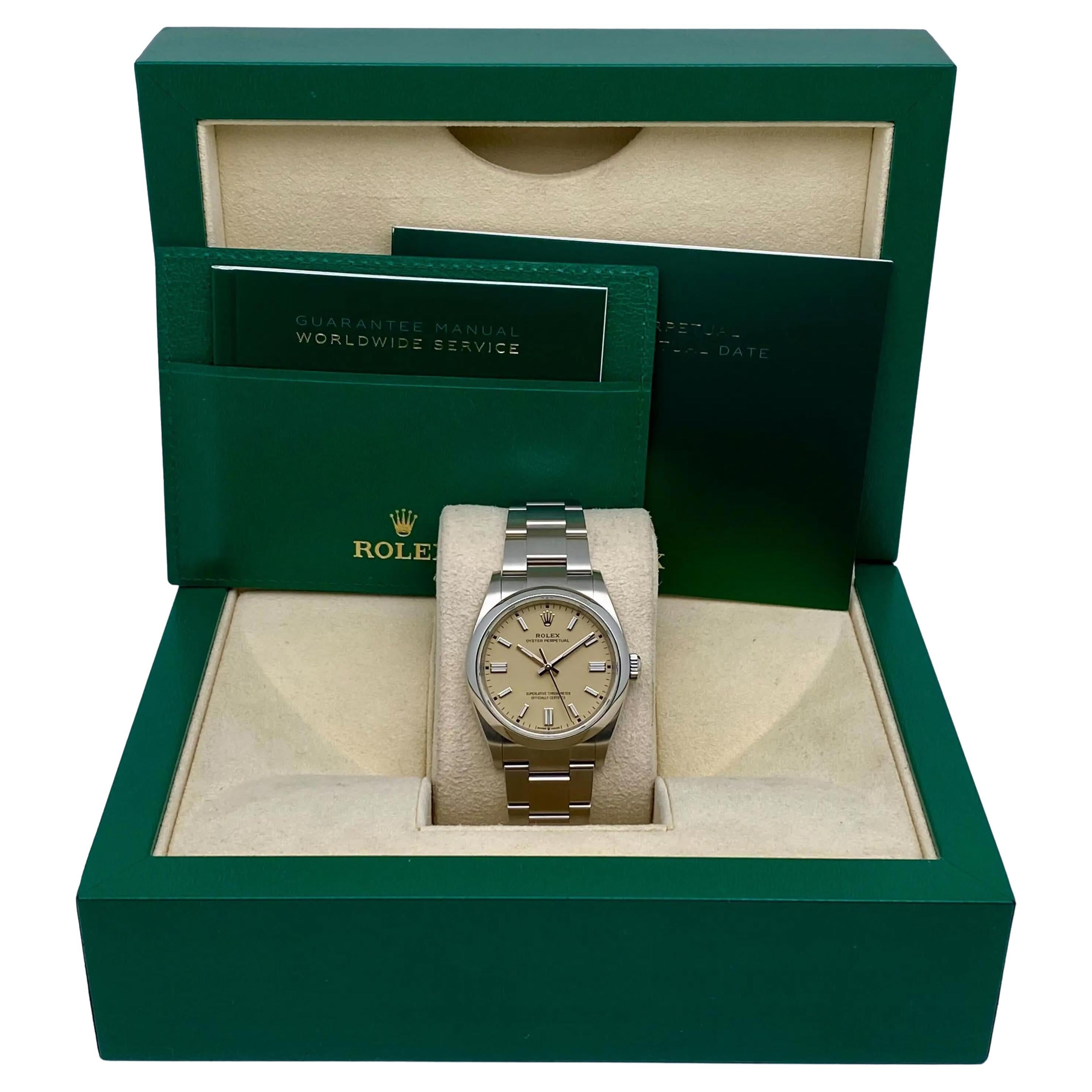Rolex Oyster Perpetual 36 126000 Steel Beige Dial Automatic Watch Box Paper