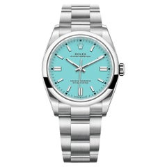 Rolex Montre Oyster Perpetual bleu turquoise avec cadran Tiffany 126000, non portée, 2021