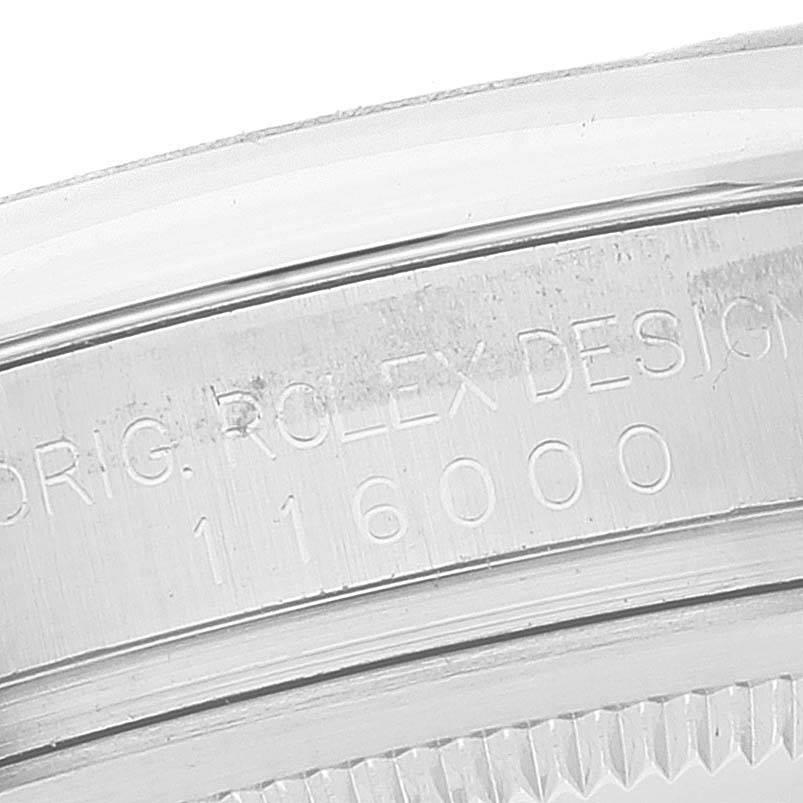 Rolex Oyster Perpetual 36 Rosa Baton Schwarzes Zifferblatt Stahluhr 116000 Box Card im Angebot 3