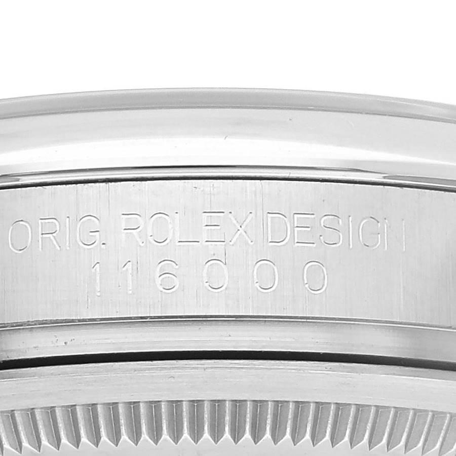 Men's Rolex Oyster Perpetual 36 Pink Baton Black Dial Steel Watch 116000