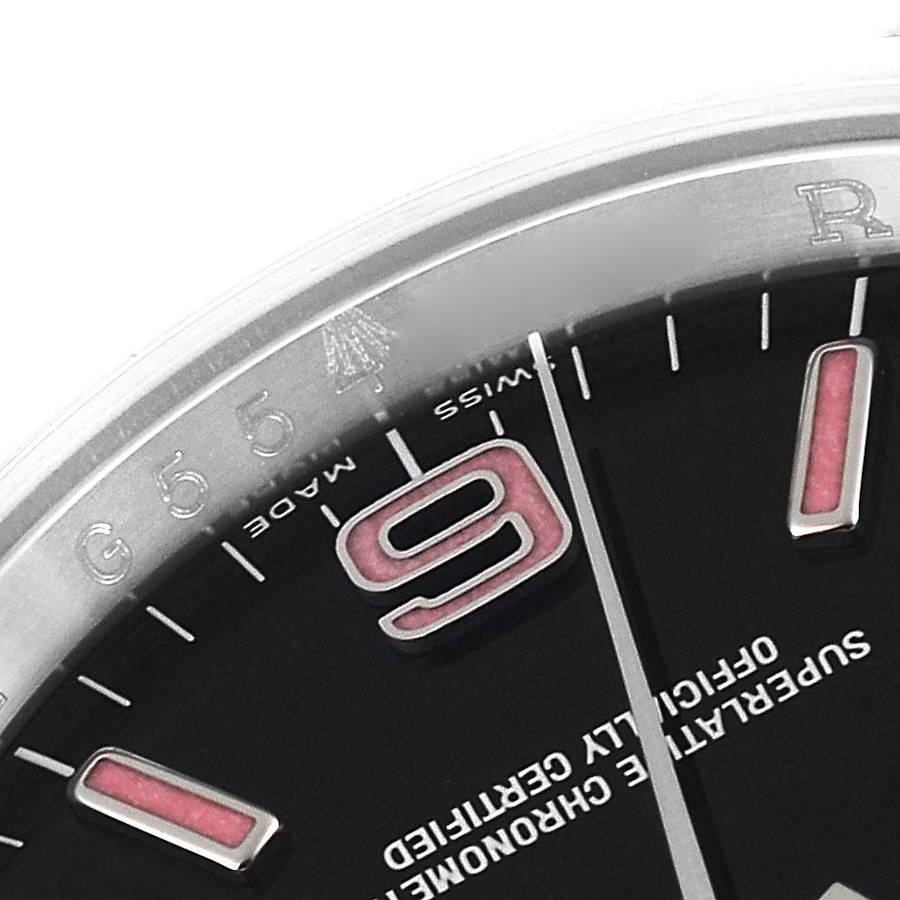 Rolex Oyster Perpetual 36 Pink Baton Black Dial Steel Watch 116000 1