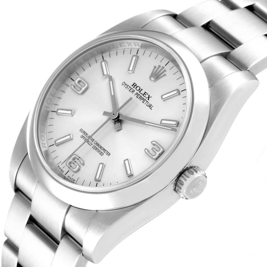 Rolex Oyster Perpetual 36 Silber Zifferblatt Stahl Herrenuhr 116000 Box Card im Angebot 2