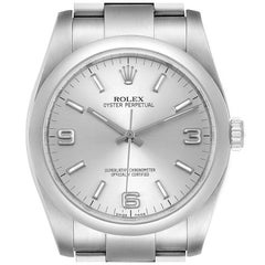 Rolex Oyster Perpetual 36 Silber Zifferblatt Stahl Herrenuhr 116000 Box Card