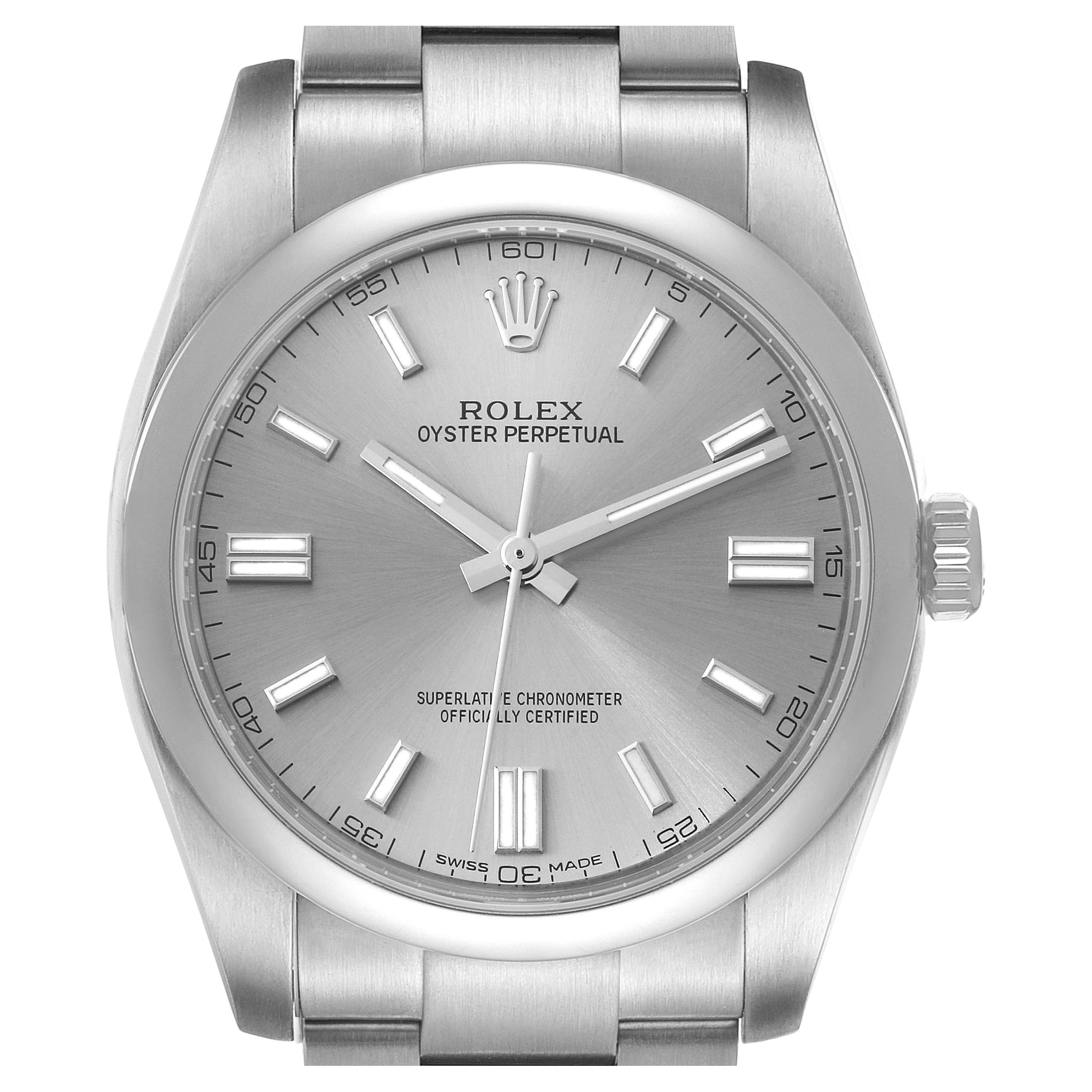 Rolex Oyster Perpetual 36 Silver Dial Steel Mens Watch 116000