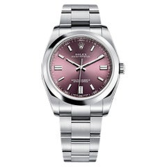 Rolex Oyster Perpetual 36 Stainless Steel Red Grape Index Dial & Smooth Bezel 