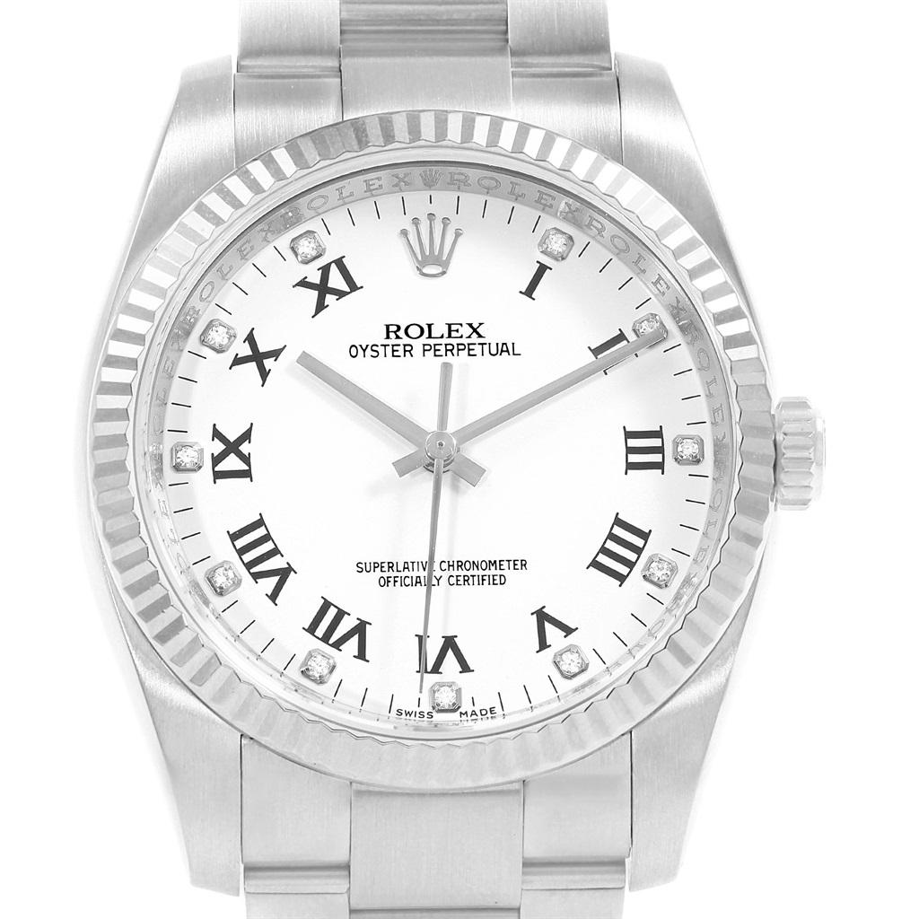 Rolex Oyster Perpetual 36 Steel White Gold Diamond Watch 116034 For Sale 2