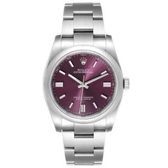 Rolex Oyster Perpetual 36 White Grape Dial Steel Mens Watch 116000 Box Card