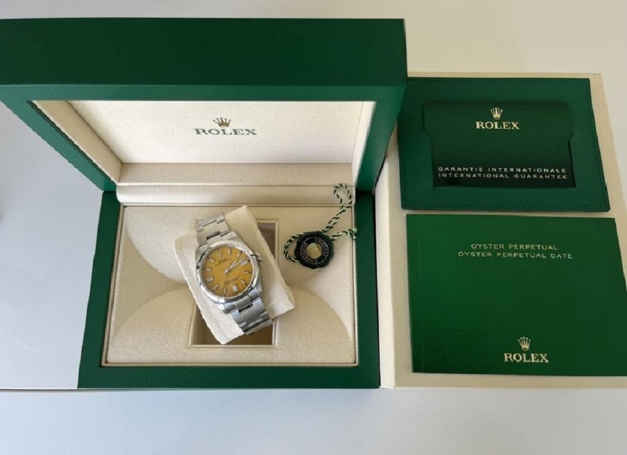 Rolex Oyster Perpetual 36 Gelb 2022 Bart Simpson Neue Box Papiere für Damen oder Herren im Angebot