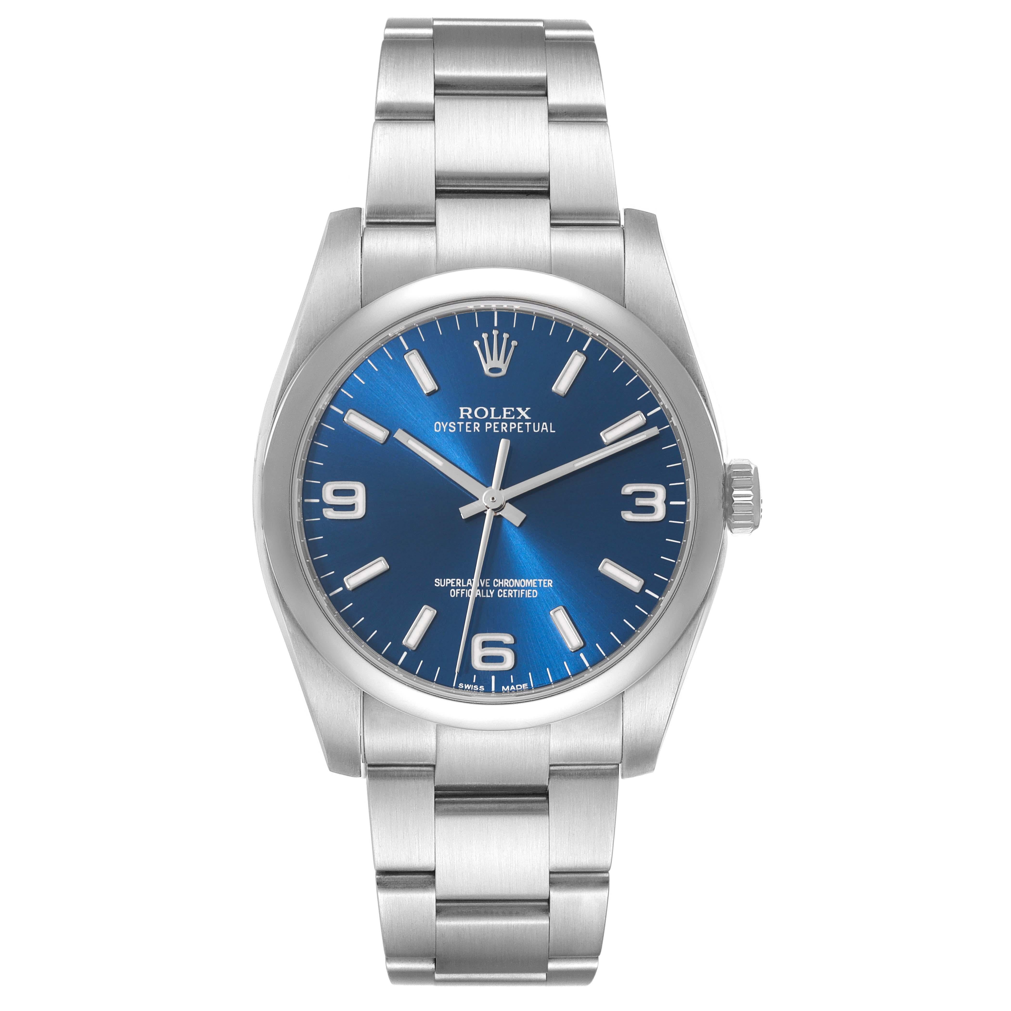 Rolex Oyster Perpetual 36mm Blue Dial Steel Mens Watch 116000 For Sale 5