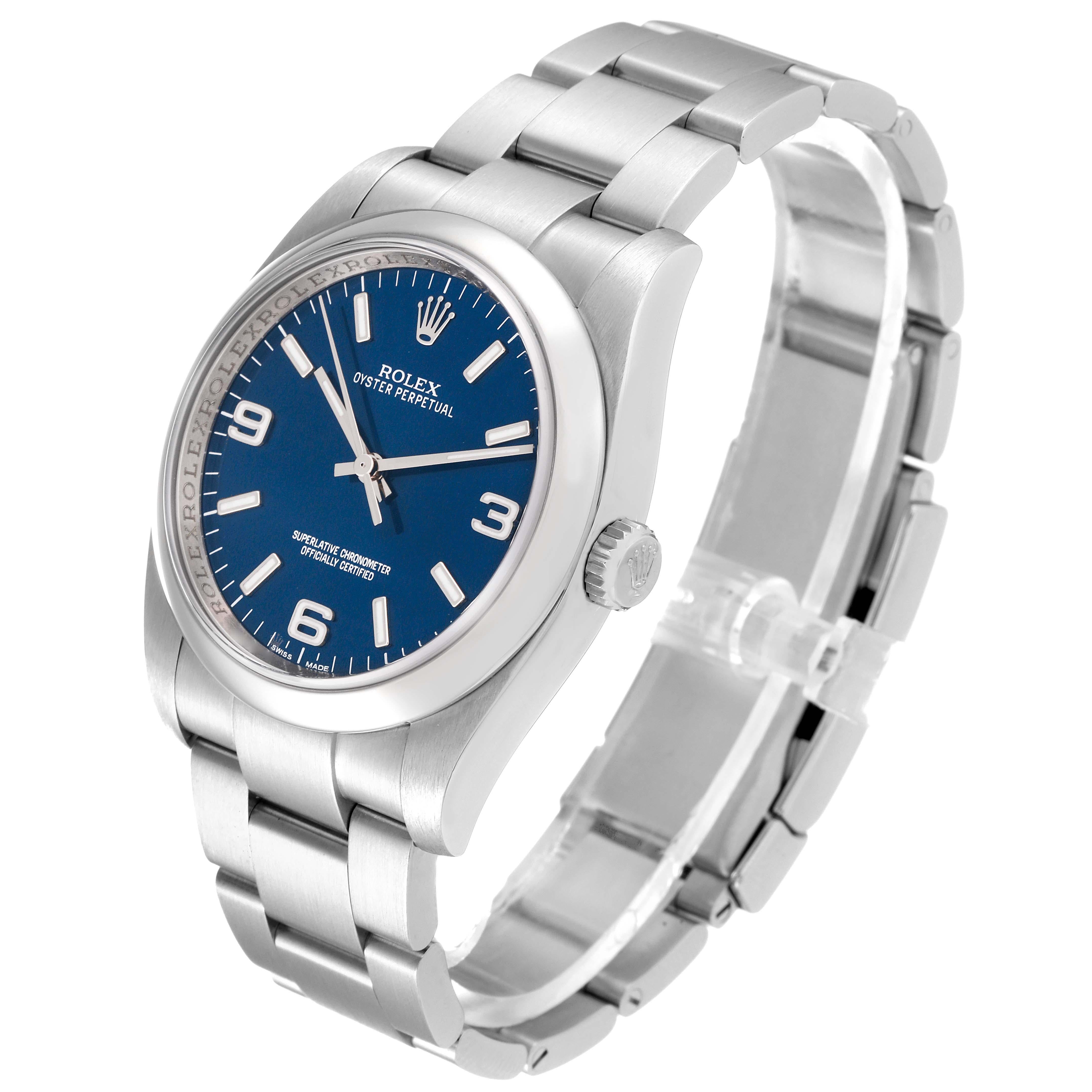 Rolex Oyster Perpetual 36mm Blue Dial Steel Mens Watch 116000 For Sale 2