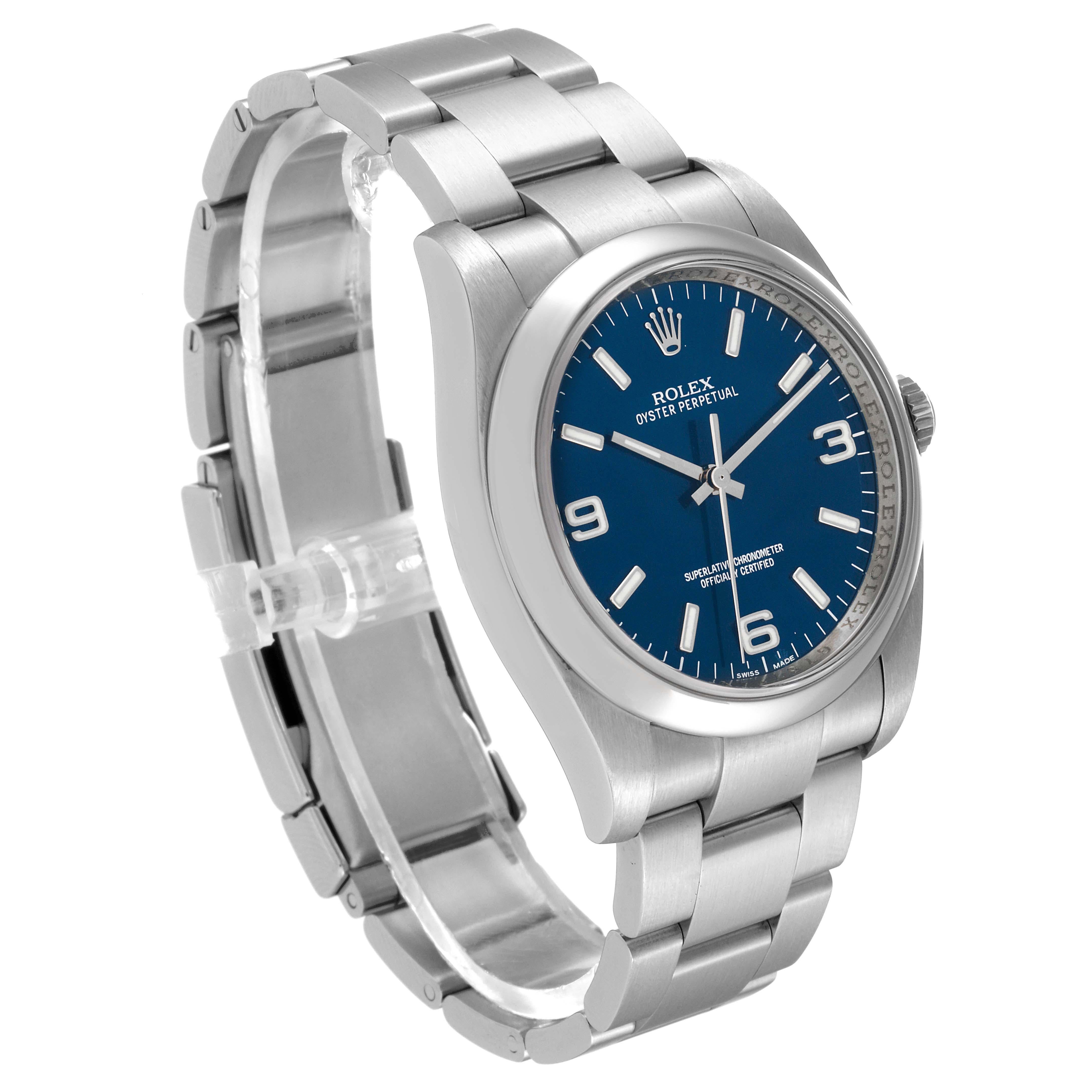 Rolex Oyster Perpetual 36mm Blue Dial Steel Mens Watch 116000 For Sale 4