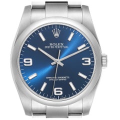 Rolex Oyster Perpetual 36mm Blue Dial Steel Mens Watch 116000