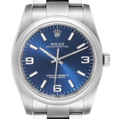 Rolex Oyster Perpetual Blue Dial Steel Mens Watch 116000
