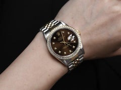 Rolex Oyster Perpetual Datejust Chocolate Diamond Dial & Diamond Bezel Watch