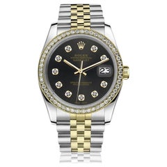 Retro Rolex Oyster Perpetual Datejust Chocolate Diamond Dial & Diamond Bezel Watch