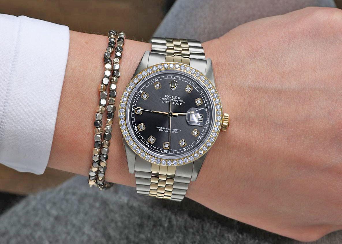 Reloj Rolex Oyster Perpetual 36mm Datejust Esfera Color Gris Oscuro Jubilee en venta 1