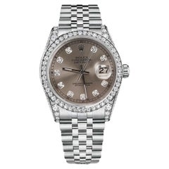 Rolex Oyster Perpetual Datejust Grey Diamond Dial Stainless Steel Watch