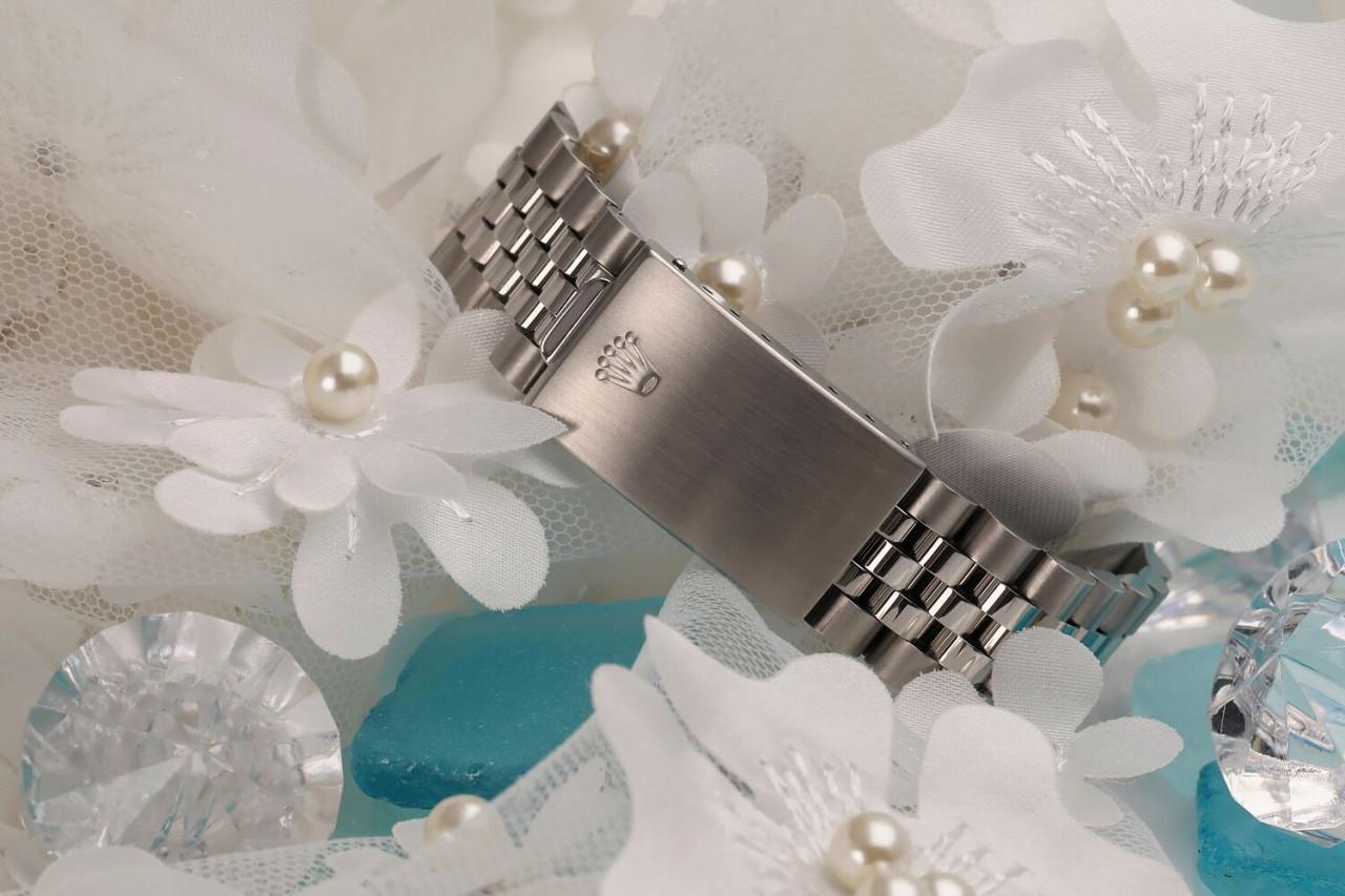 Round Cut Rolex Oyster Perpetual Datejust Ice Blue Flower Diamond Dial Diamond Bezel Watch For Sale