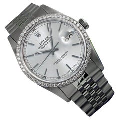 Retro Rolex Oyster Perpetual 36mm Datejust Silver Index Dial Stainless Steel Watch 