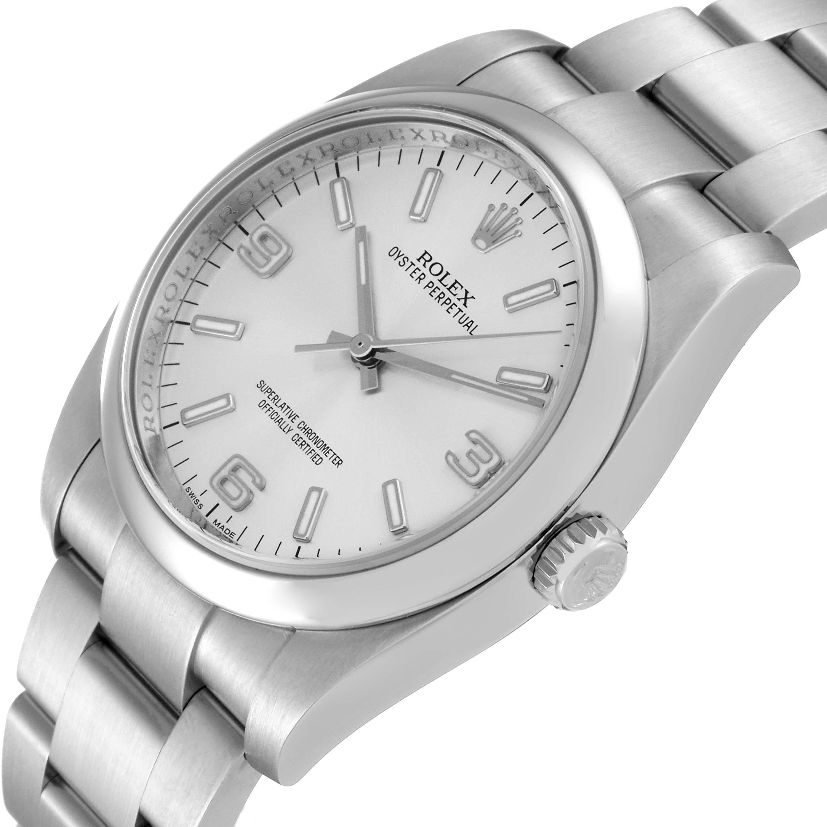 Men's Rolex Oyster Perpetual 36mm Silver Dial Steel Mens Watch 116000 For Sale