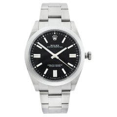 Used Rolex Oyster Perpetual Steel Black Index Dial Automatic Mens Watch 126000