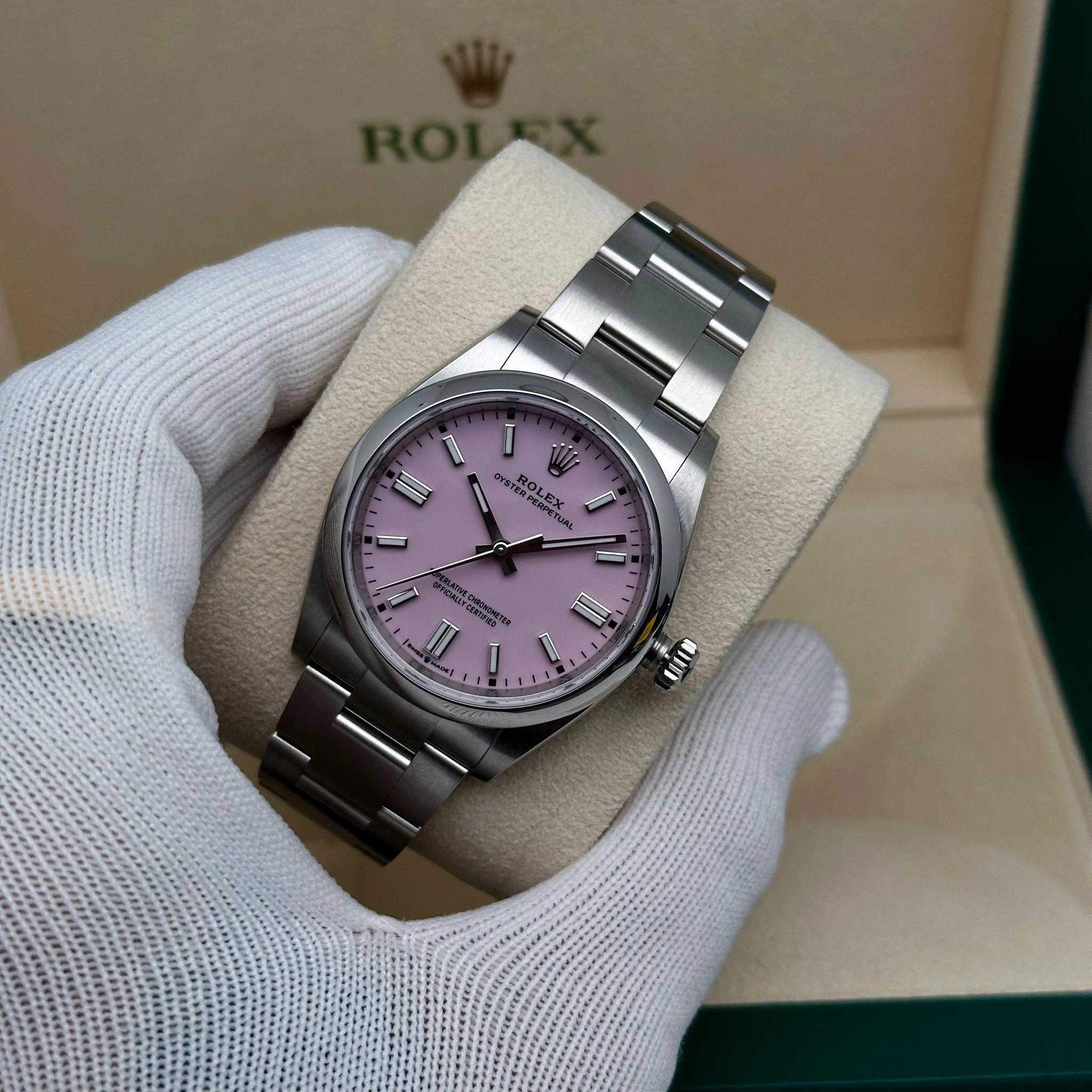 Women's or Men's Rolex Oyster Perpetual 36mm Steel Candy Pink Dial Automatic Watch 126000 Unworn