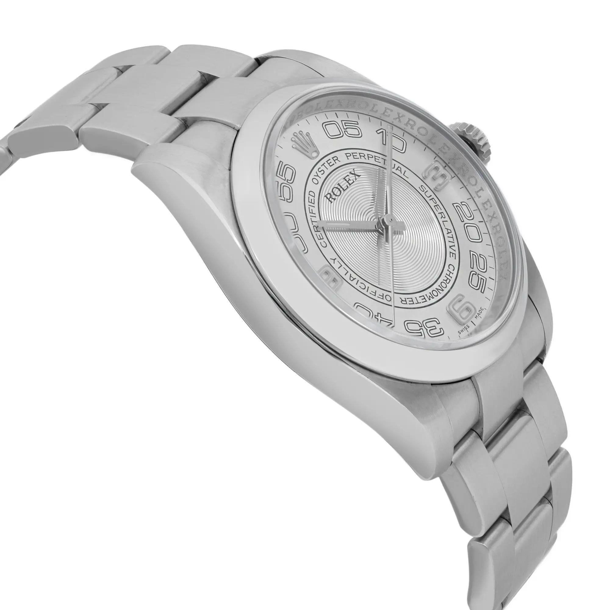 Men's Rolex Oyster Perpetual 36mm Steel Concentric Silver Dial Mens Watch 116000 For Sale