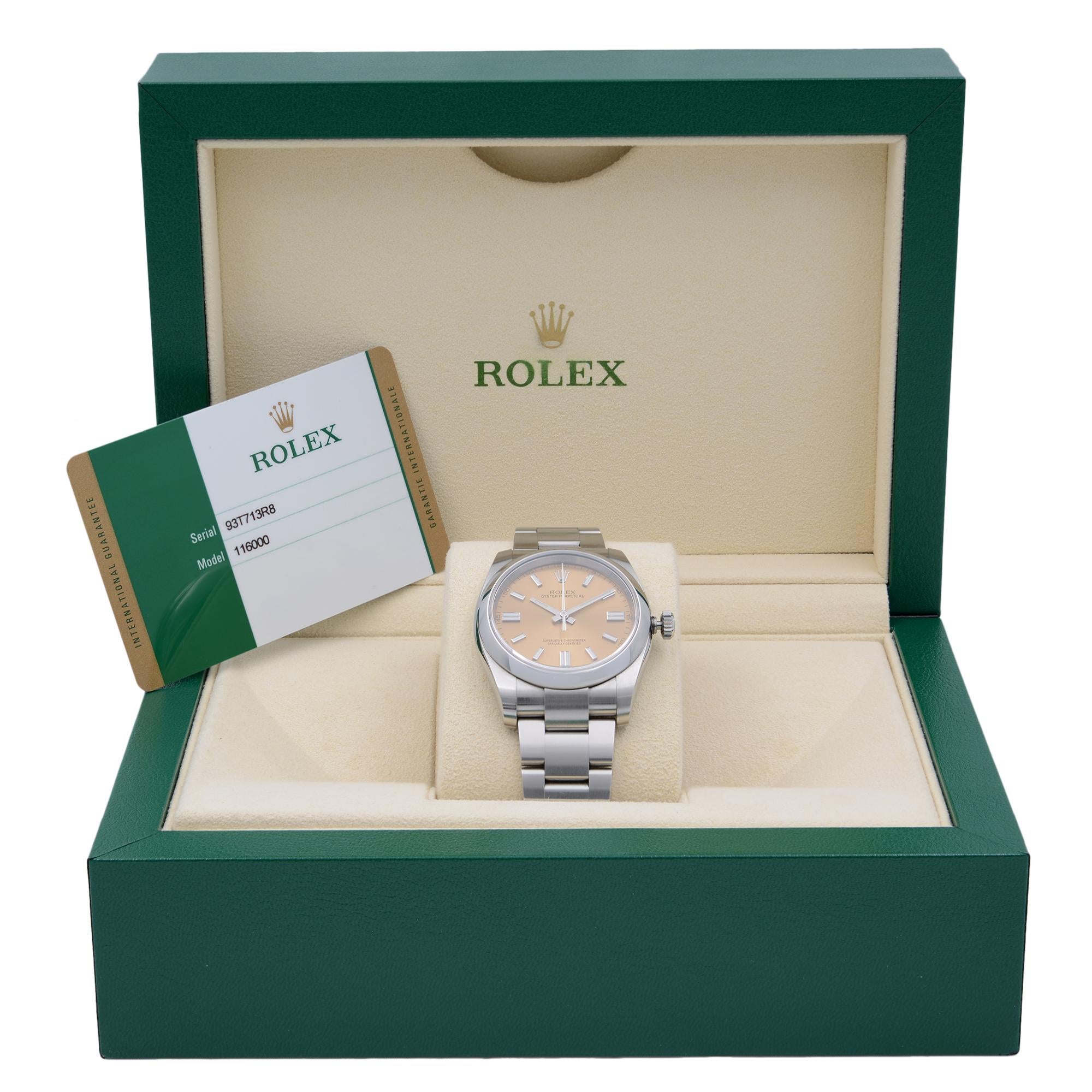 Men's Rolex Oyster Perpetual Steel Grape Dial Automatic Mens Watch 116000