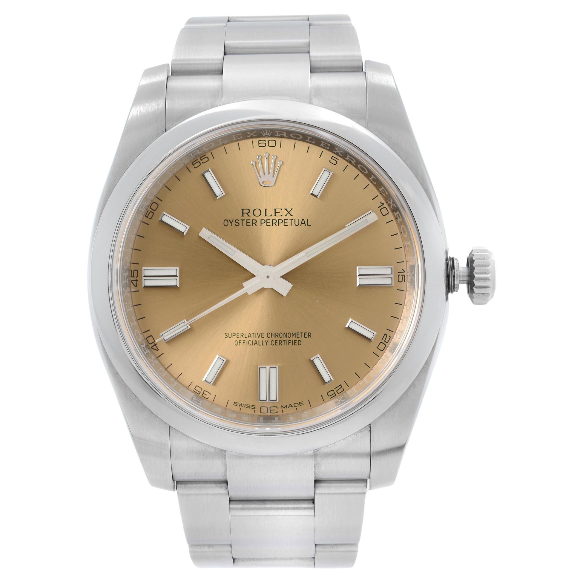 Rolex Oyster Perpetual Steel Grape Dial Automatic Mens Watch 116000
