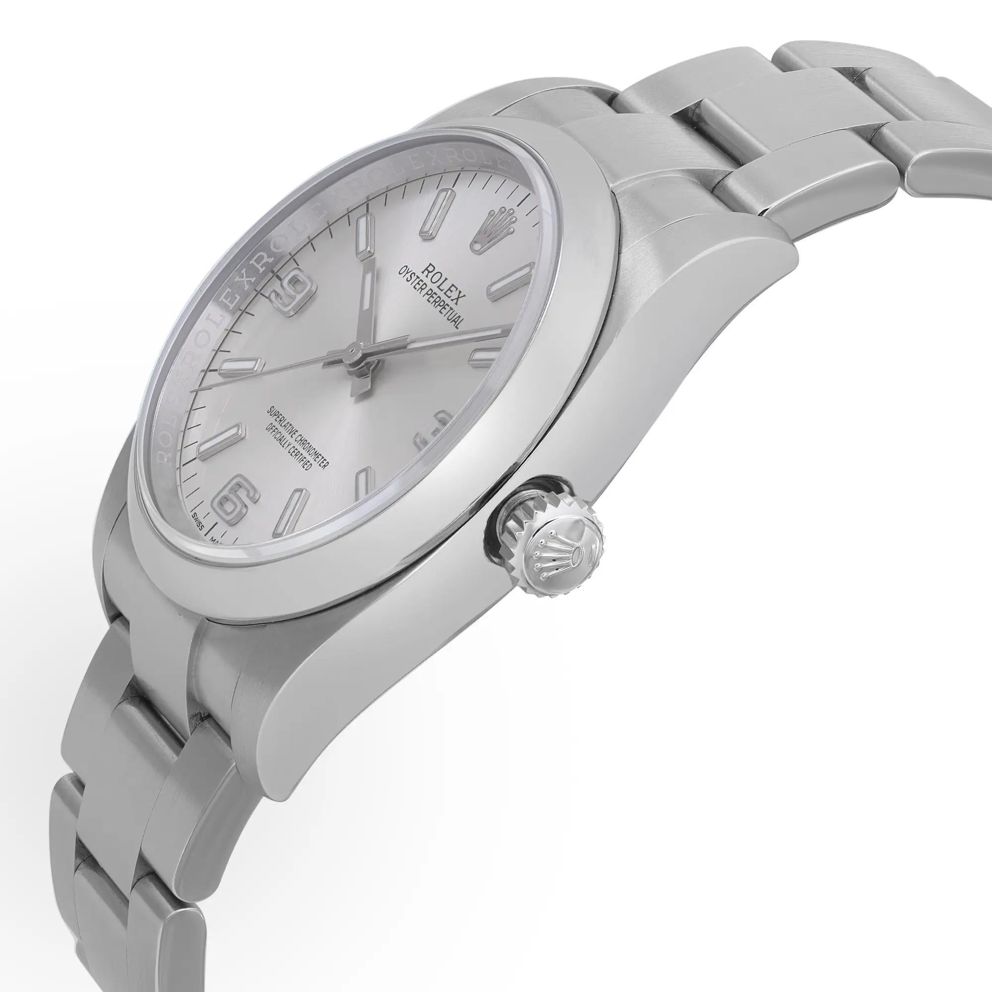 Rolex Oyster Perpetual 36mm Steel Silver Dial Automatic Mens Watch 116000 Excellent état - En vente à New York, NY
