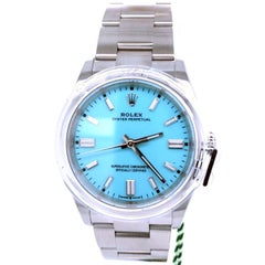 Rolex Oyster Perpetual Turquoise Blue Tiffany Dial Men's Watch 126000-0006