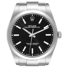 Rolex Oyster Perpetual 39 Black Dial Steel Mens Watch 114300 Box Card