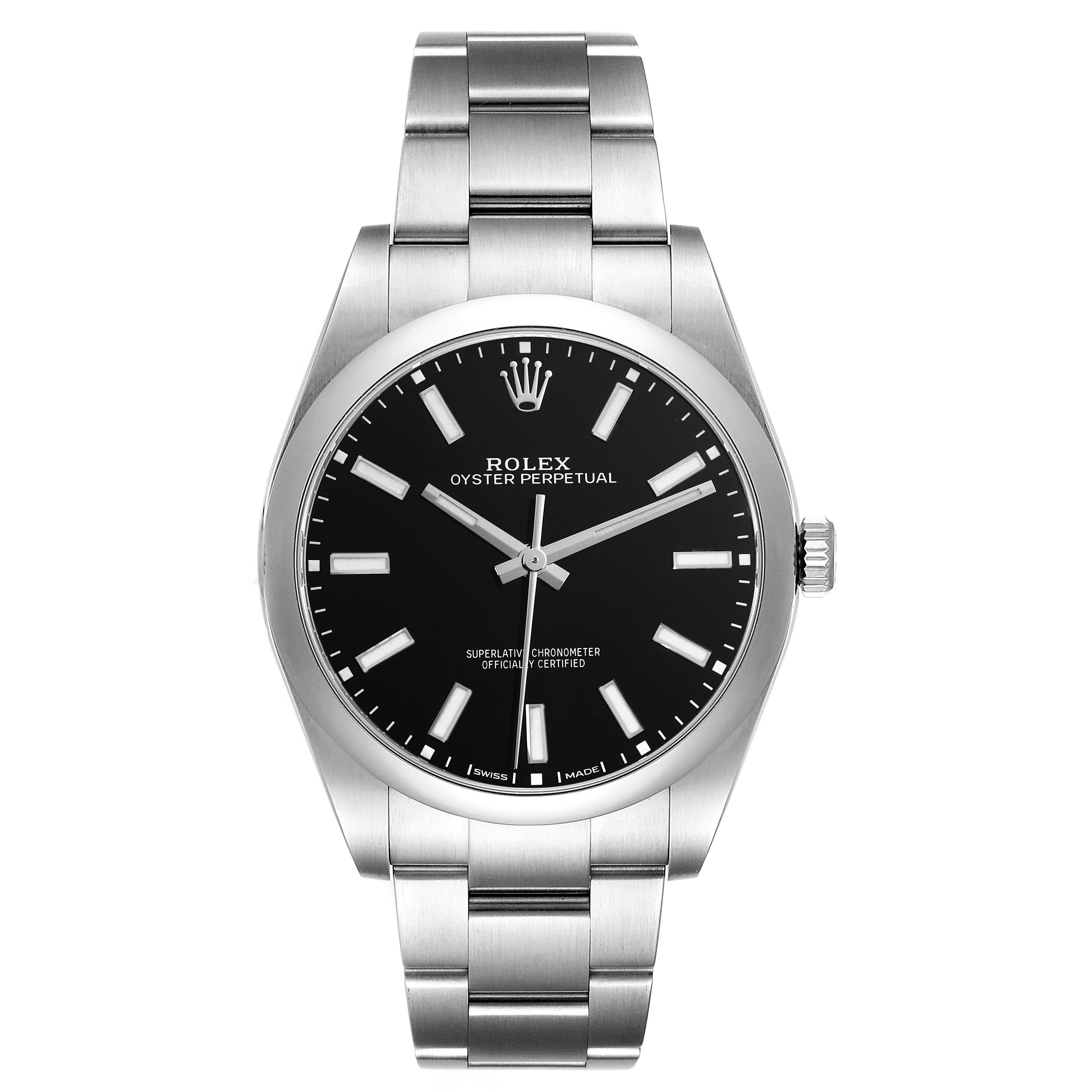 Men's Rolex Oyster Perpetual 39 Black Dial Steel Mens Watch 114300