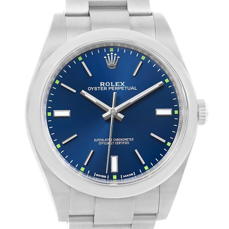 Rolex Oyster Perpetual 39 Blue Dial Steel Men's Watch ...