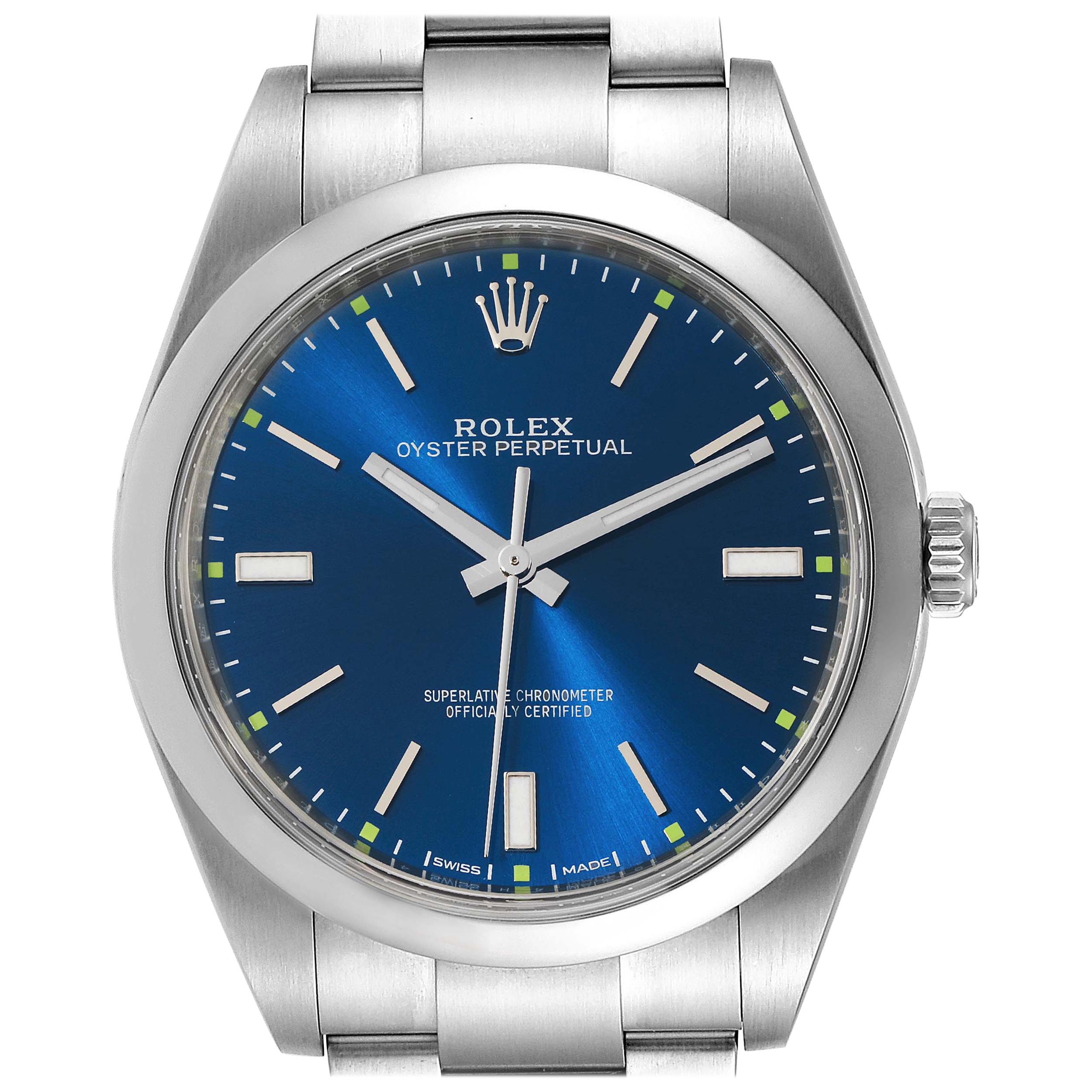 Rolex Oyster Perpetual 39 Blue Dial Steel Men’s Watch 114300 For Sale