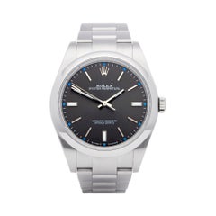 Used Rolex Oyster Perpetual 39 Dark Rhodium Dial Stainless Steel 114300