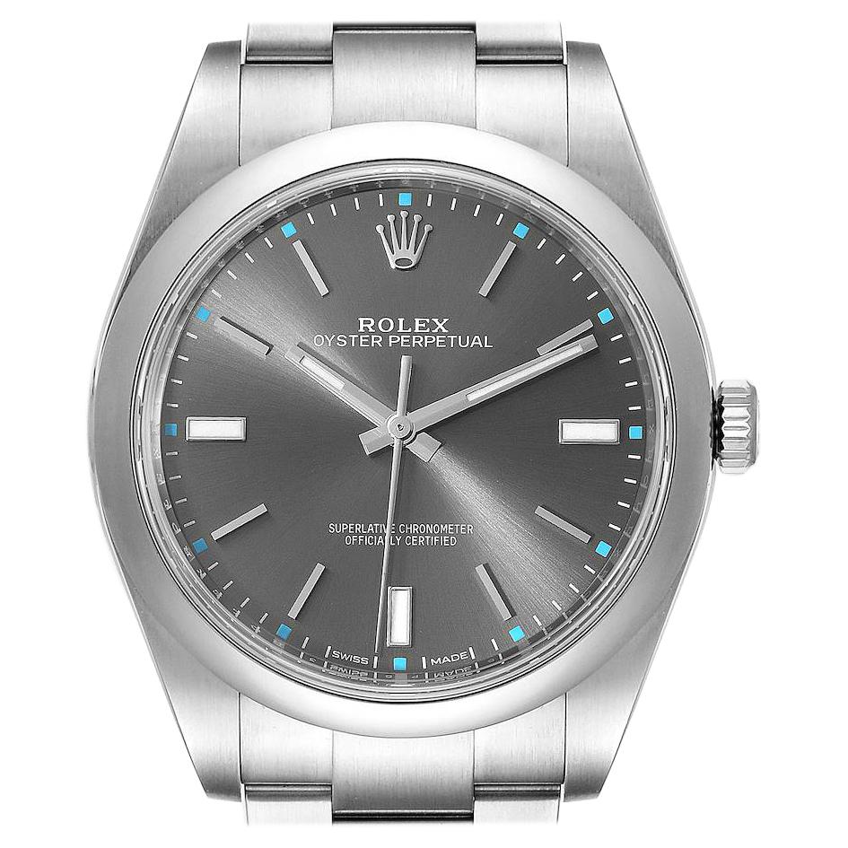 Rolex Oyster Perpetual 39 Rhodium Dial Steel Men
s Watch 114300 Box Card For Sale