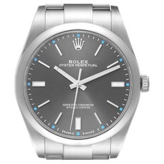 Rolex Oyster Perpetual 39 Rhodium Dial Steel Mens Watch 114300 Box Card