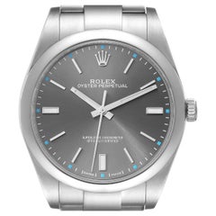 Rolex Oyster Perpetual 39 Rhodium Dial Steel Mens Watch 114300 Box Card