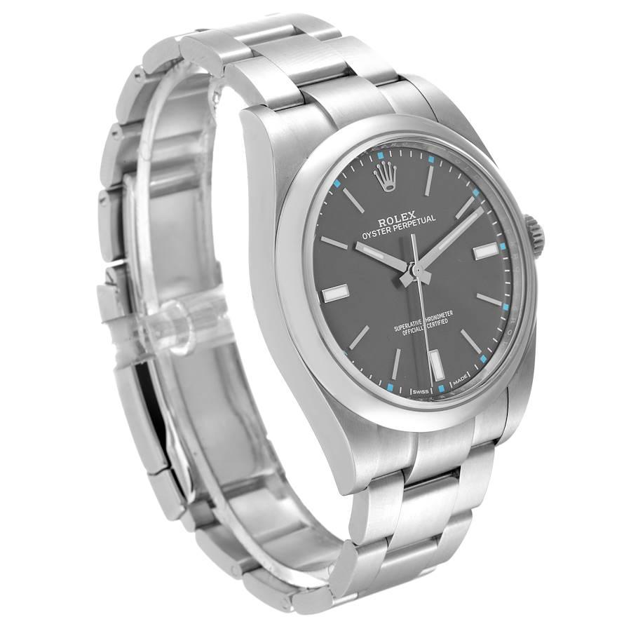 Rolex Oyster Perpetual 39 Rhodium Zifferblatt Stahl-Herrenuhr 114300 im Zustand „Hervorragend“ im Angebot in Atlanta, GA