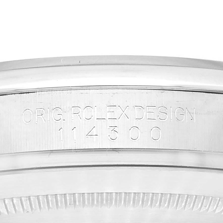 Rolex Oyster Perpetual 39 Rhodium Zifferblatt Stahl-Herrenuhr 114300 im Angebot 4