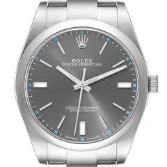 Rolex Oyster Perpetual Rhodium Dial Steel Mens Watch 114300