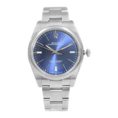 Rolex Oyster Perpetual 39 Stahl blau Zifferblatt Automatik Herrenuhr 114300BLSO