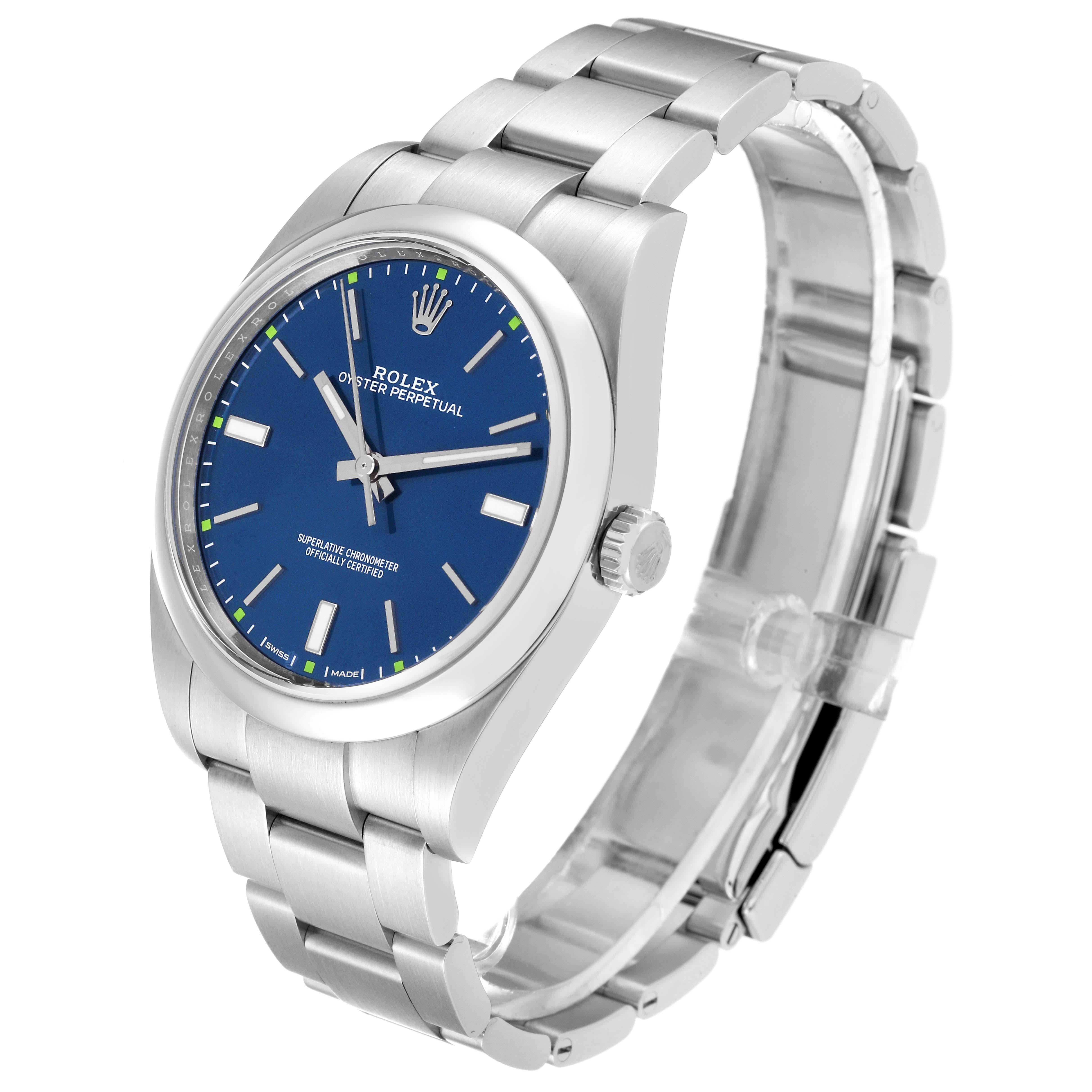 Men's Rolex Oyster Perpetual 39mm Blue Dial Steel Mens Watch 114300