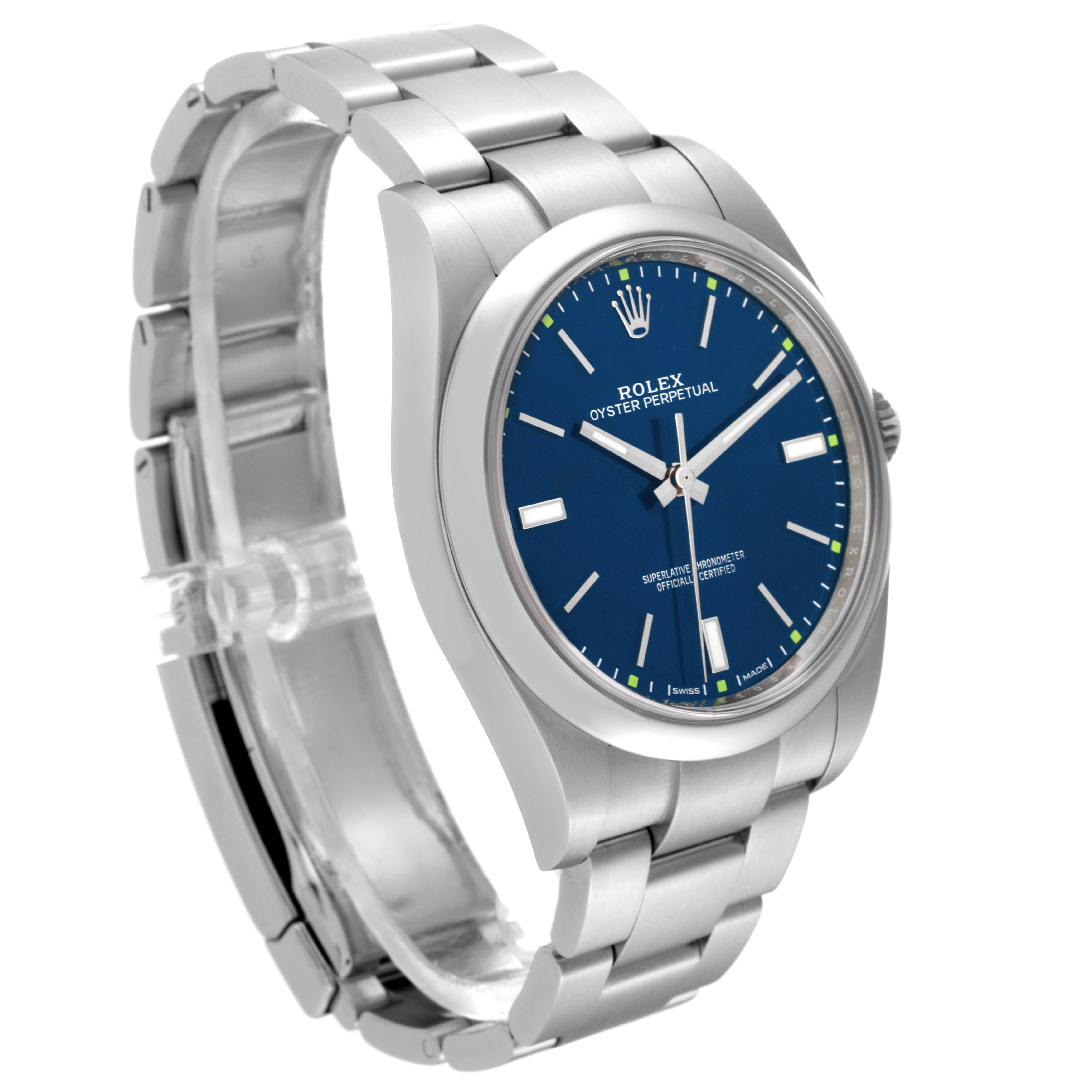 Rolex Oyster Perpetual 39mm Blue Dial Steel Mens Watch 114300 For Sale 1