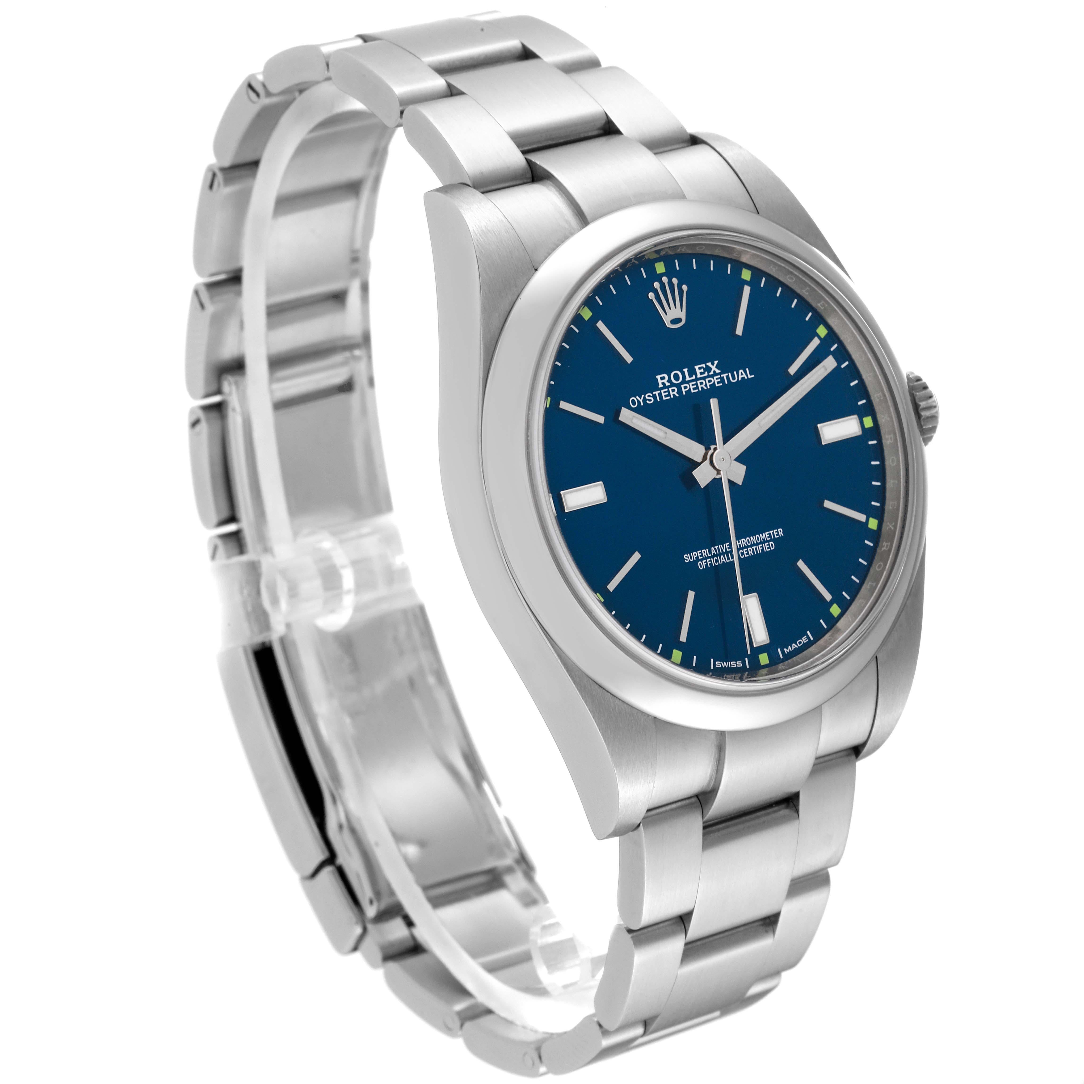Rolex Oyster Perpetual 39mm Blue Dial Steel Mens Watch 114300 2