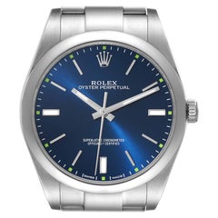 Rolex Oyster Perpetual 39mm Blue Dial Steel Mens Watch 114300
