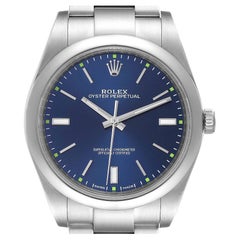 Rolex Oyster Perpetual Blue Dial Steel Mens Watch 114300