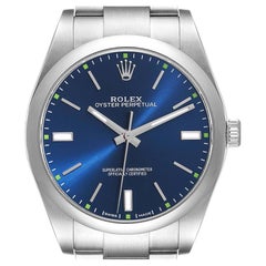 Rolex Oyster Perpetual 39mm Blue Dial Steel Mens Watch 114300